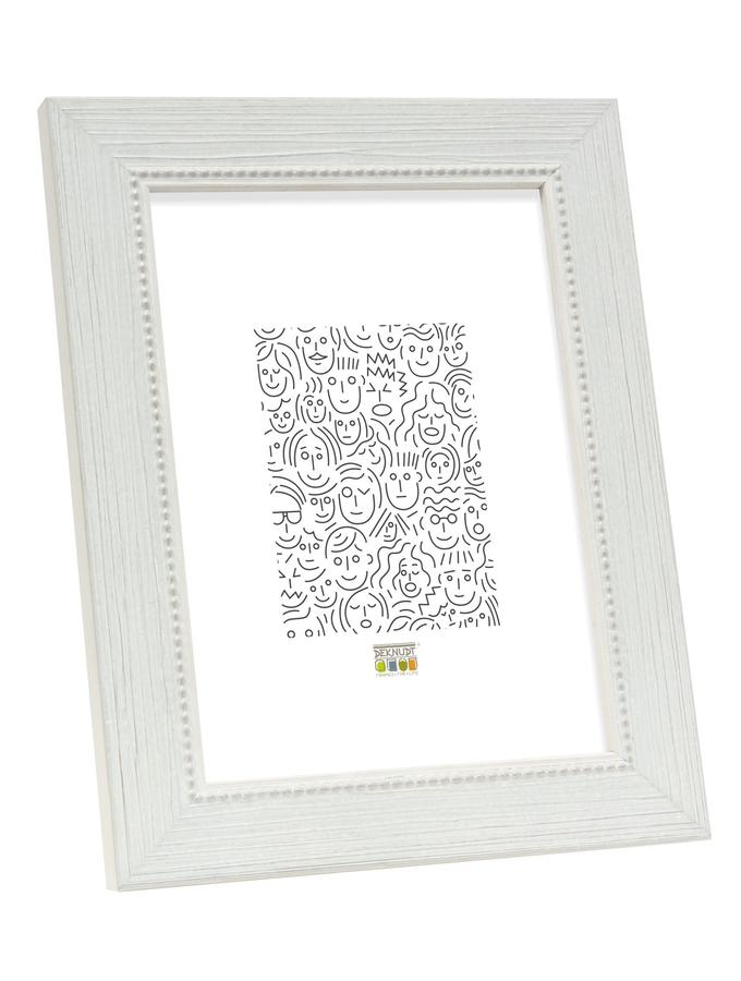 deknudt frames Cadre bois en blanc avec filet de perles S46KF1