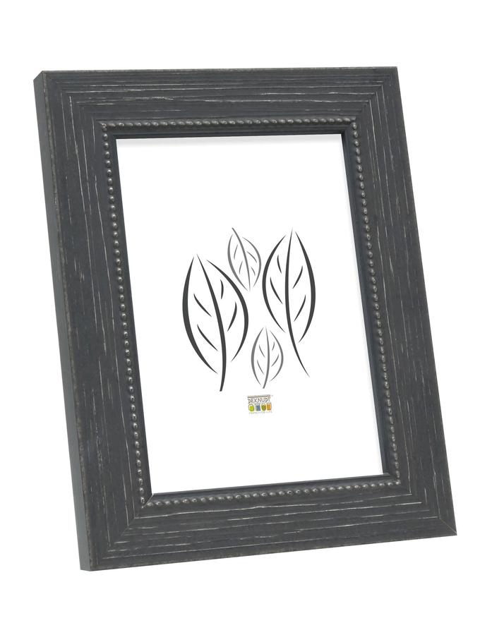 deknudt frames Cadre bois en noir avec filet de perles S46KF2