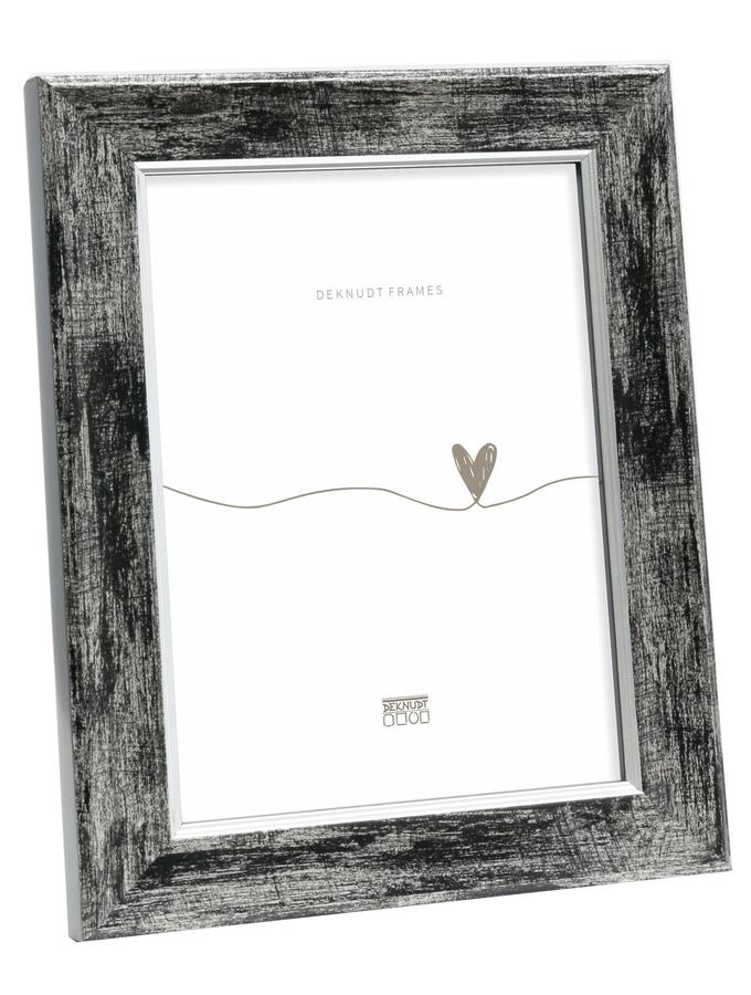 deknudt frames Cadre bois noir avec biseau en couleur argenté S45YE2