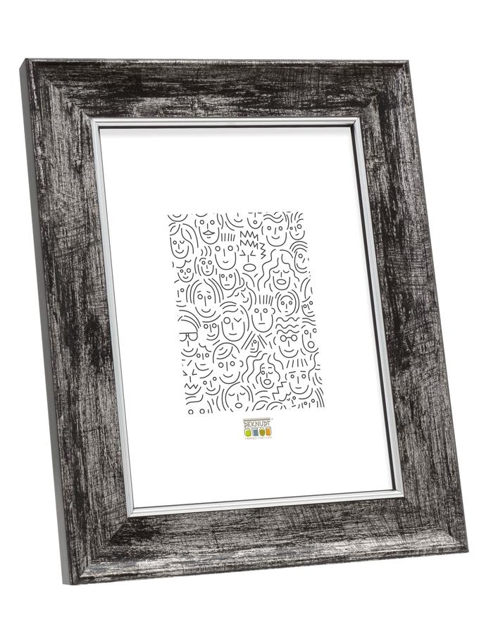 deknudt frames Cadre bois noir avec biseau en couleur argenté S46EE2
