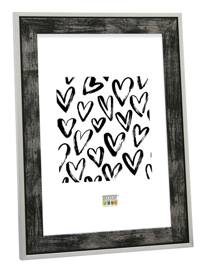 deknudt frames Cadre bois noir avec bord en couleur argenté S43RE2