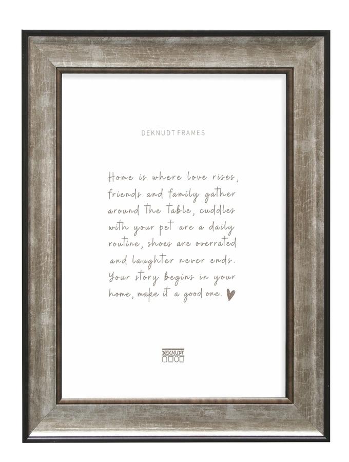 deknudt frames Cadre classique en bois en couleur argenté avec biseau noir S873D2