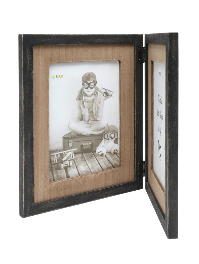 Deknudt Frames Cadre Diptyque Noir Avec Pptt En Bois Pour 2 Photos Verticals S67TW2 H2V