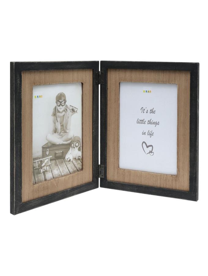 deknudt frames Cadre diptyque noir avec pptt en bois pour 2 photos verticals S67TW2 H2V