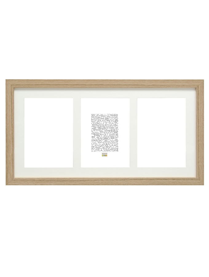 deknudt frames Cadre en couleur bois clair avec passe-partout pour 3 photos S66KB3