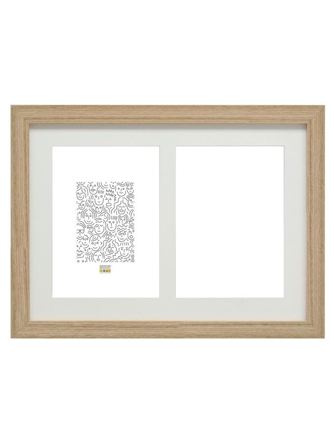 deknudt frames Cadre en couleur bois clair avec passe-partout pour 2 photos S66KB2