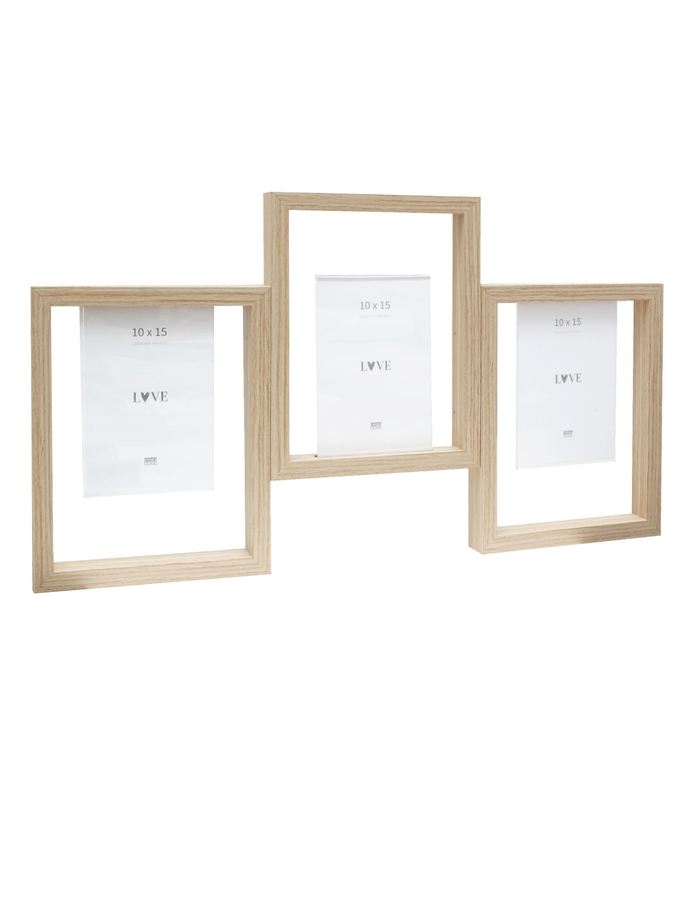deknudt frames Cadre multivue en couleur bois naturel pour 3 photos S68UB3 P3
