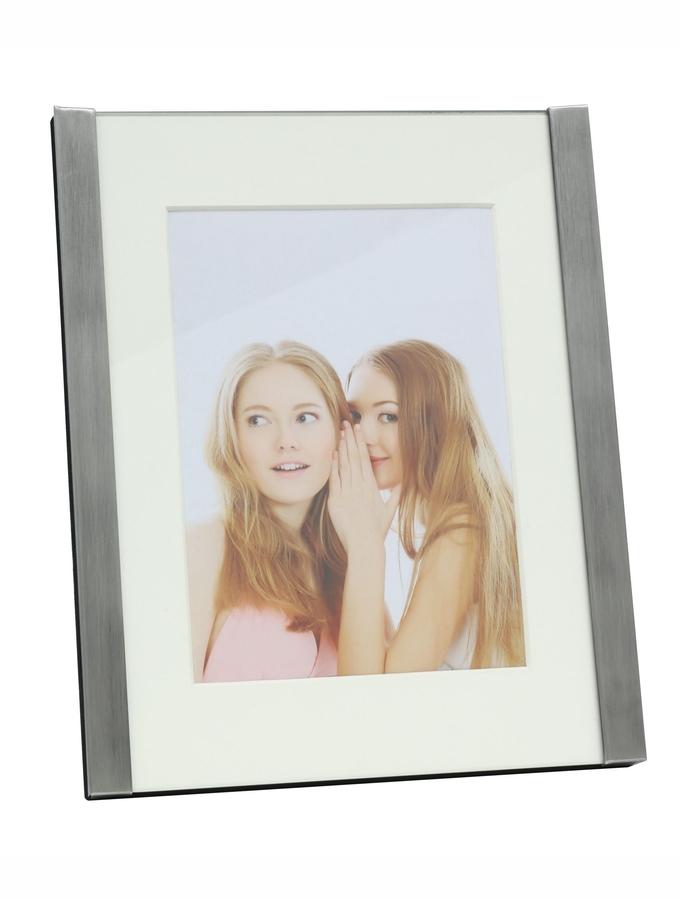 deknudt frames Cadre photo avec bord en argenté mat et passe-partout S58MG8 P1
