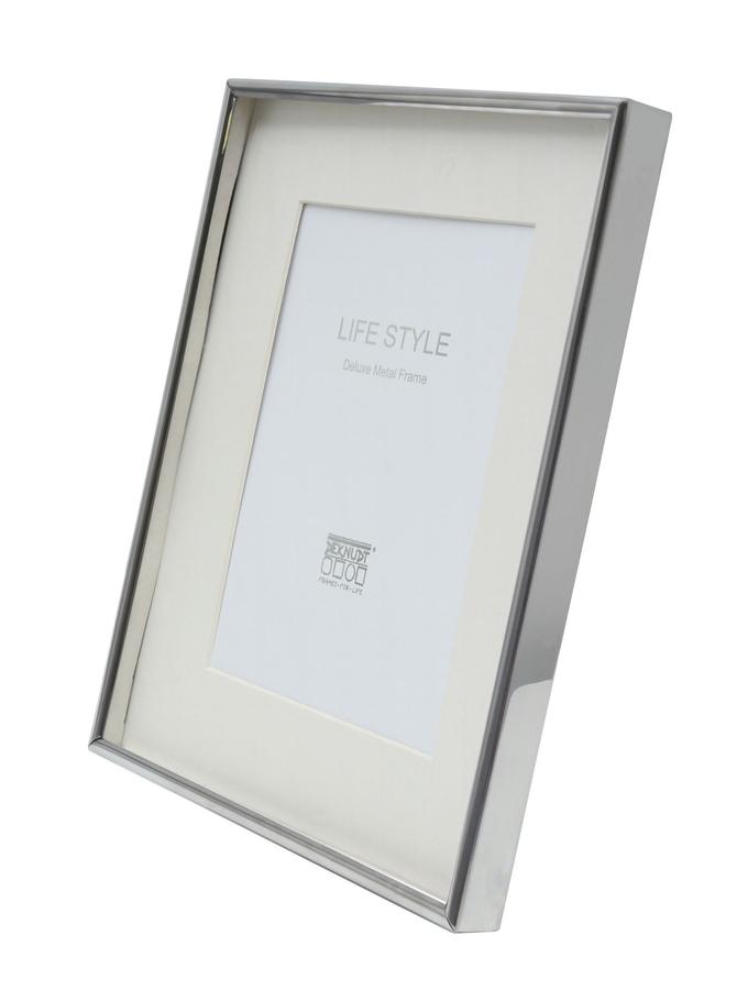 Deknudt Frames Cadre Photo Avec Encadrement Fin En Métal En Couleur Argenté Brillant Et Avec Passe-partout S57MP1 P1