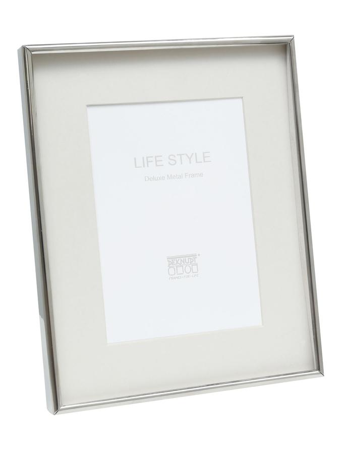 deknudt frames Cadre photo avec encadrement fin en métal en couleur argenté brillant et avec passe-partout S57MP1 P1