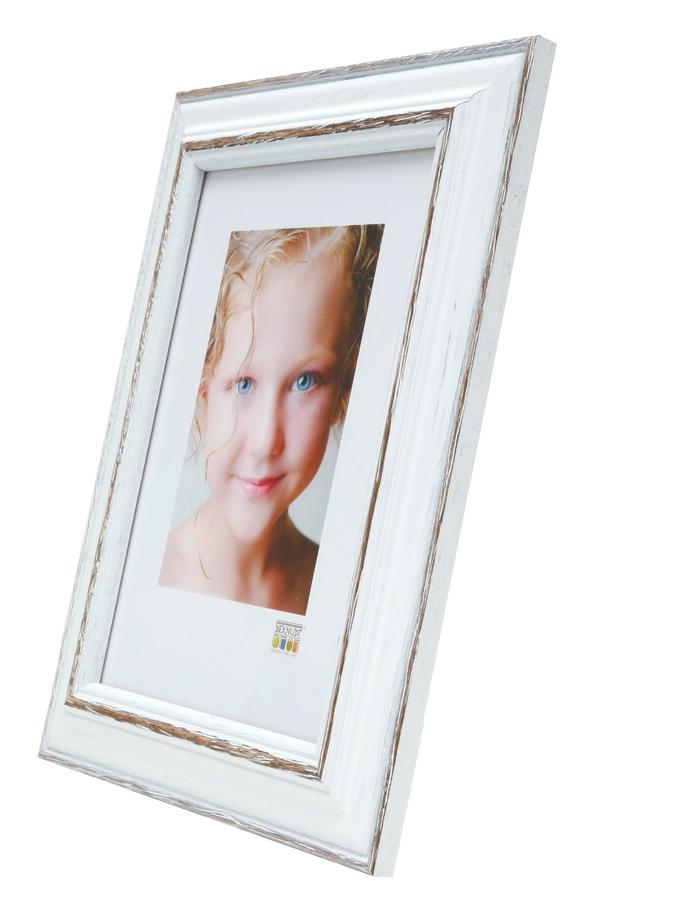 Deknudt Frames Cadre Photo Blanc Avec Biseau Brun S221H3