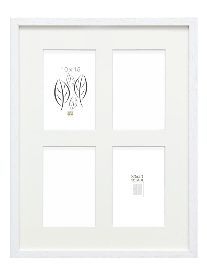 deknudt frames Cadre photo bois en blanc avec passe-partout pour 4 photos S223K1 P4