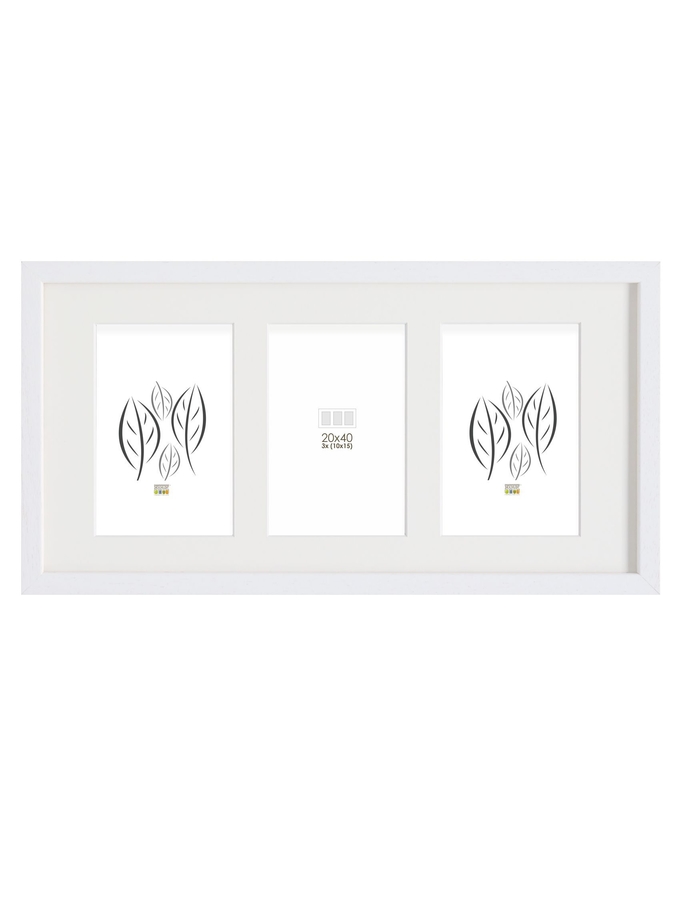 deknudt frames Cadre photo bois en blanc avec passe-partout pour 3 photos S223K1 P3