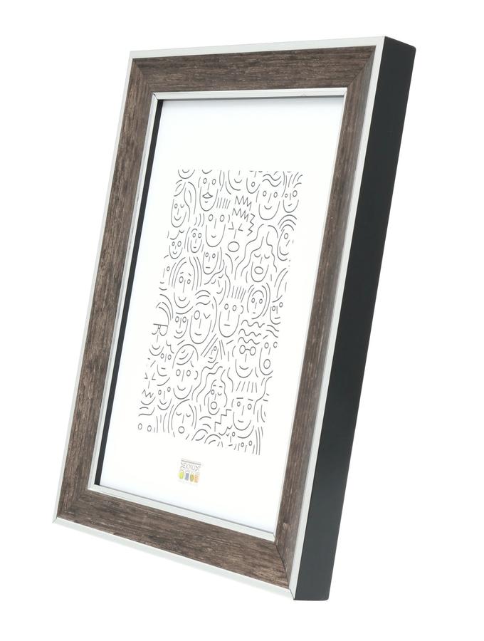 Deknudt Frames Cadre Photo Bois En Couleur Bois Brun Foncé Avec Filet Argenté S40JE3