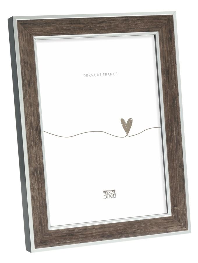 deknudt frames Cadre photo bois en couleur bois brun foncé avec filet argenté S40JE3