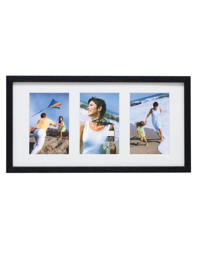 Deknudt Frames Cadre Photo Bois En Noir Avec Passe-partout Pour 3 Photos S223K2 P3