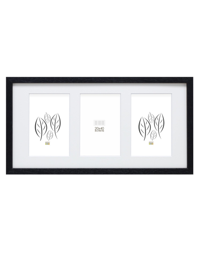 deknudt frames Cadre photo bois en noir avec passe-partout pour 3 photos S223K2 P3