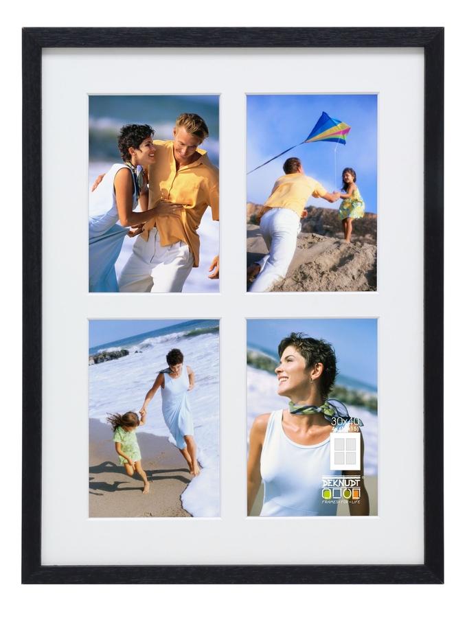 Deknudt Frames Cadre Photo Bois En Noir Avec Passe-partout Pour 4 Photos S223K2 P4