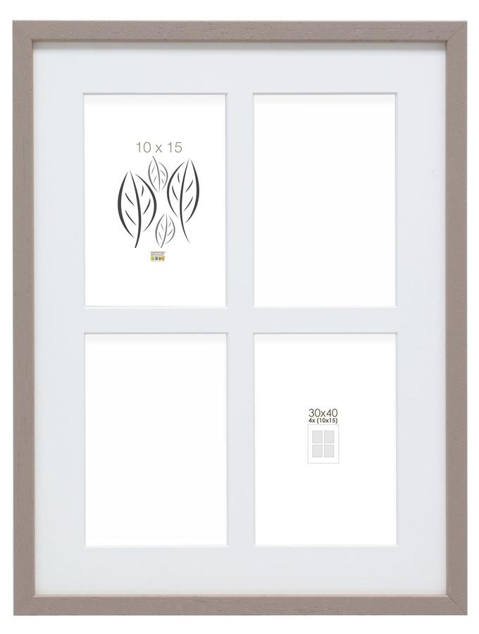 deknudt frames Cadre photo bois en taupe avec passe-partout pour 4 photos S223K7 P4