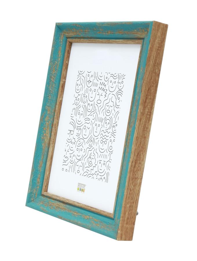 Deknudt Frames Cadre Photo Dans Une Finition Bois De Plage En Couleur Turquoise S46TG6