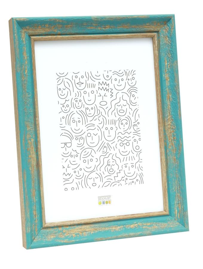 deknudt frames Cadre photo dans une finition bois de plage en couleur turquoise S46TG6