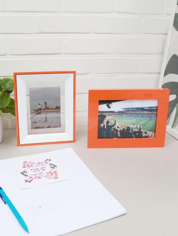 Deknudt Frames Cadre Photo Double Face En Laqué Orange Et Blanc S67DK3 P2