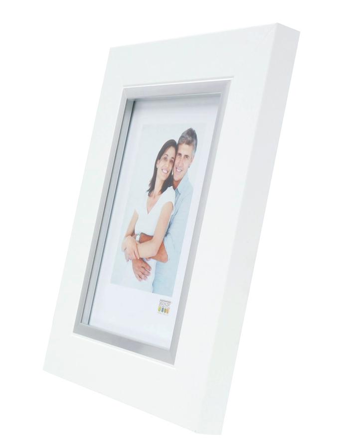 Deknudt Frames Cadre Photo En Blanc Avec Biseau Argenté S41NK1