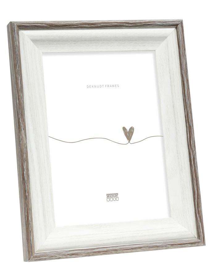 deknudt frames Cadre photo en blanc avec biseau brun-gris S68VG2