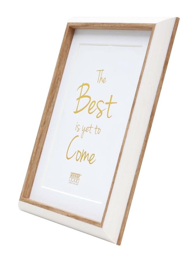 Deknudt Frames Cadre Photo En Blanc Avec Biseau Naturel Et Passe-partout S46WG1 P1