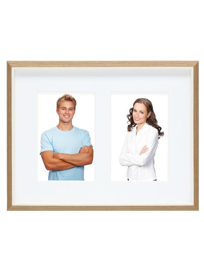 Deknudt Frames Cadre Photo En Couleur Bois Avec Biseau Blanc Et Passe-partout Pour 2 Photos S46WG4 P2