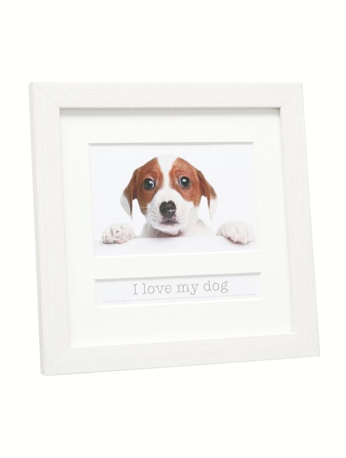 deknudt frames Cadre photo en look peint blanc avec case texte S41VF1 DOG