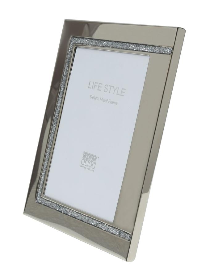Deknudt Frames Cadre Photo En Métal Couleur Argenté Brillant Avec Un Motif En Argenté Mat S57MJ1