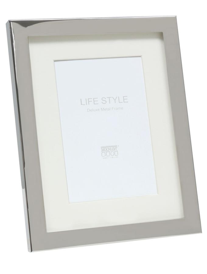deknudt frames Cadre photo en métal en argenté brillant avec passe-partout S57MC1 P1