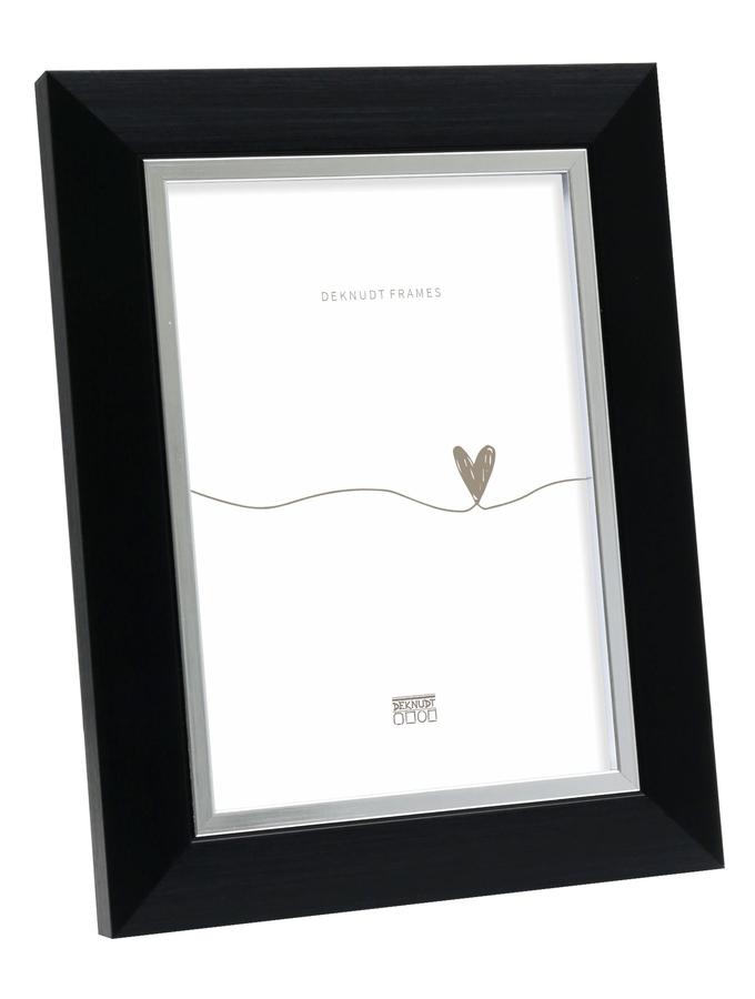 deknudt frames Cadre photo en noir avec biseau argenté S45VH2
