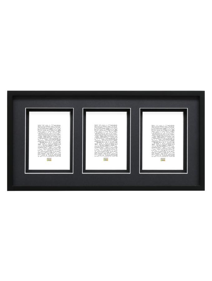 deknudt frames Cadre photo en noir avec double passe-partout pour 3 photos S67NK2 P3