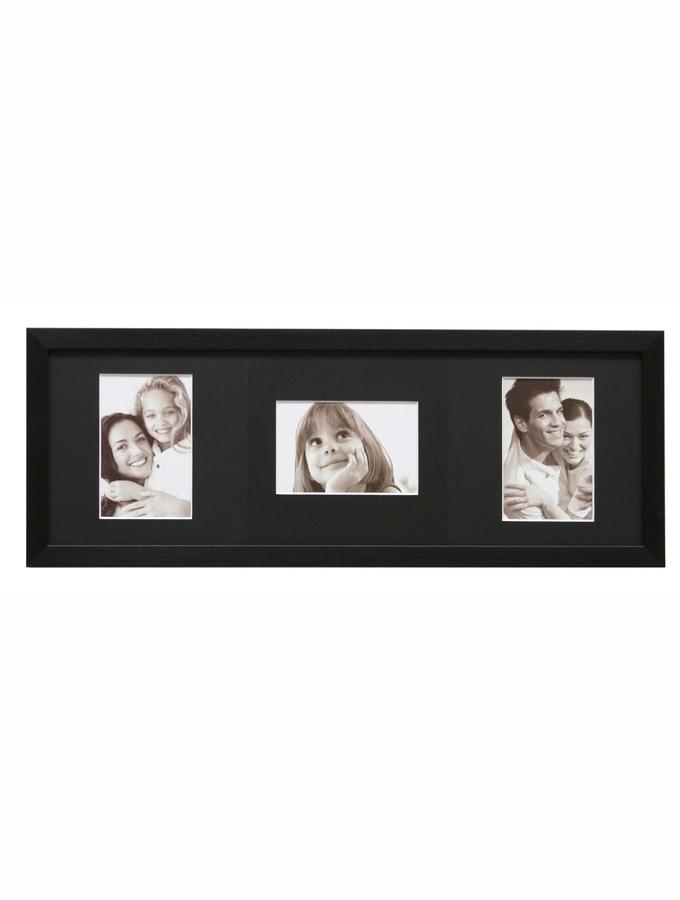 deknudt frames Cadre photo en noir avec passe-partout tournable pour 3 photos S41VN3