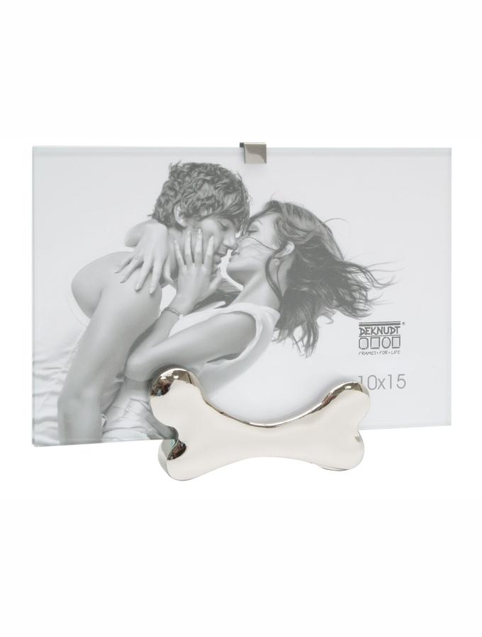 deknudt frames Cadre photo en verre avec base en os de chien argenté S67FA2