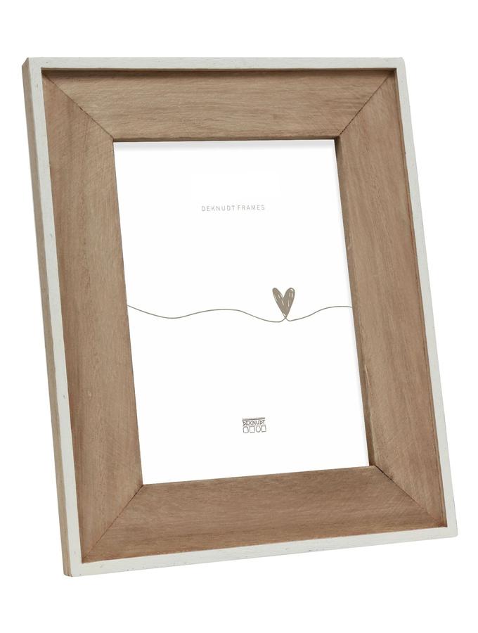 deknudt frames Cadre photo fin blanc avec passe-partout en bois S67TX1