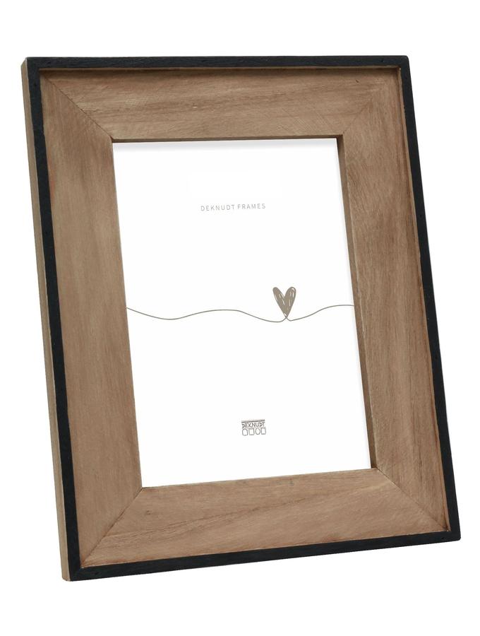deknudt frames Cadre photo fin noir avec passe-partout en bois S67TX2