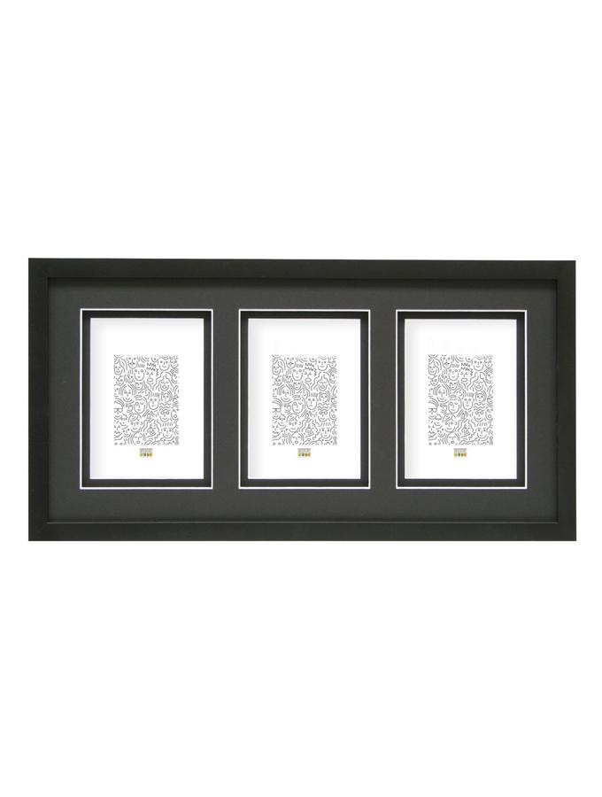 deknudt frames Cadre photo noir avec passe-partout pour 3 photos avec effet profondeur S43DK2 P3
