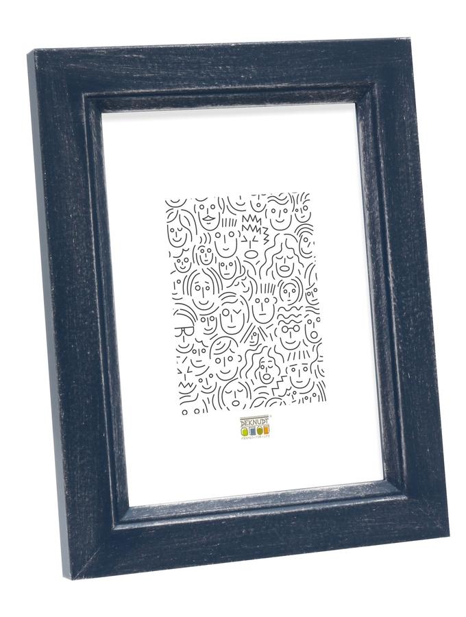 deknudt frames Cadre photo peint à la main en bleu avec touches d'argenté