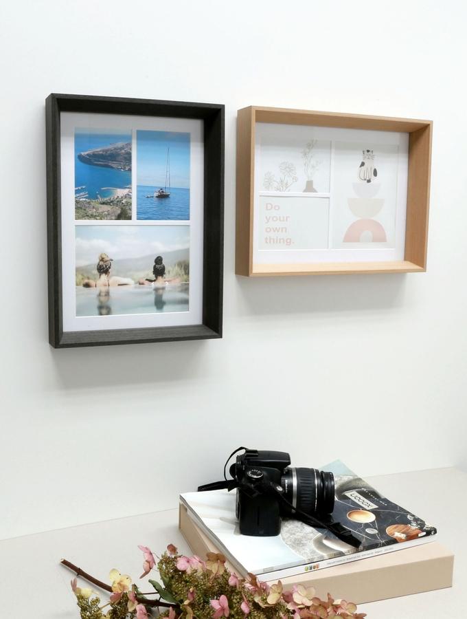 Deknudt Frames Cadre Pour 3 Photos - Noir Gris - épuré - Multivue - Bois - FSC Mix WB-COC-001906 S68YH2 G3