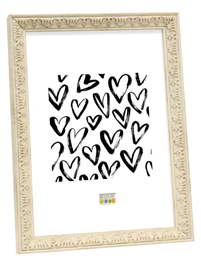 deknudt frames Cadre retro en couleur blanc cassé avec motif baroque S95MF1