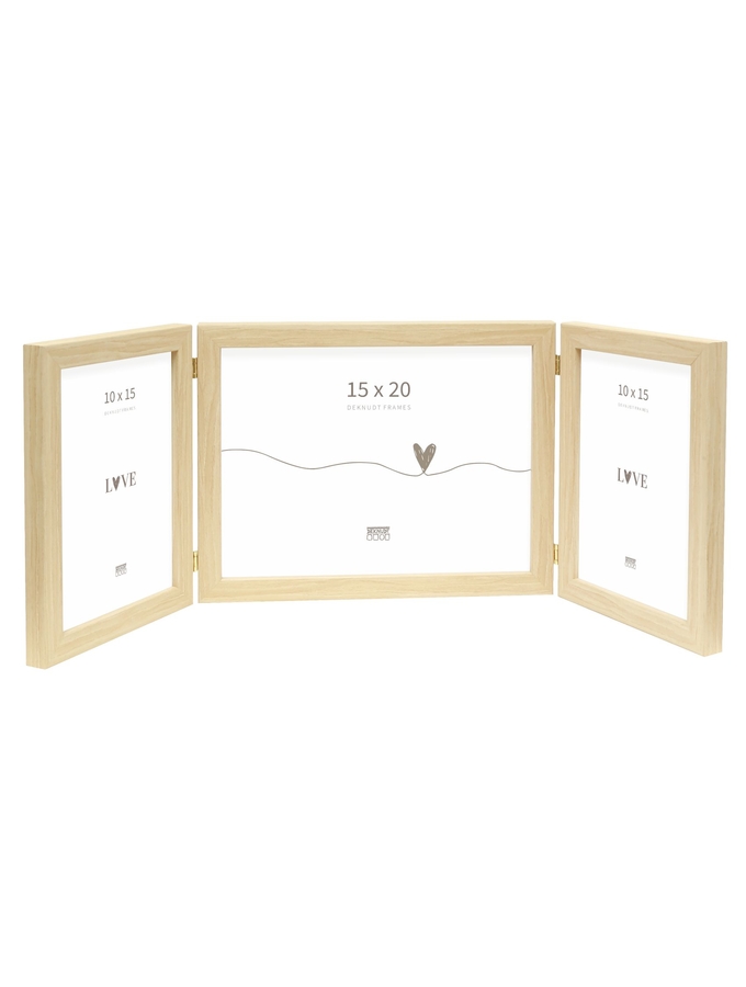 deknudt frames Cadre triptyque en bois naturel pour 1 photo horizontale et 2 photos verticales S43AH1 H1V2