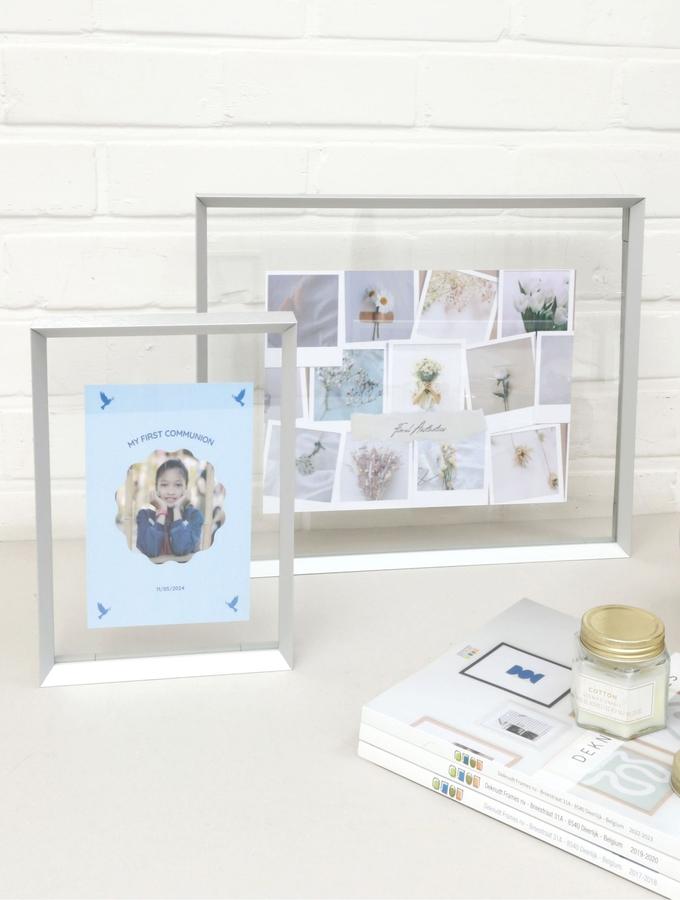 Deknudt Frames Cadre Verre Avec Bord Alu En Couleur Argenté Et Avec Effet Photo Flottant S028D1