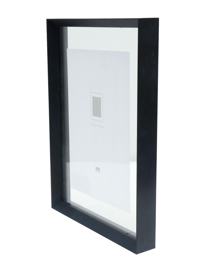 Deknudt Frames Cadre Verre Avec Bord Alu Noir Et Avec Effet Photo Flottant S028K2