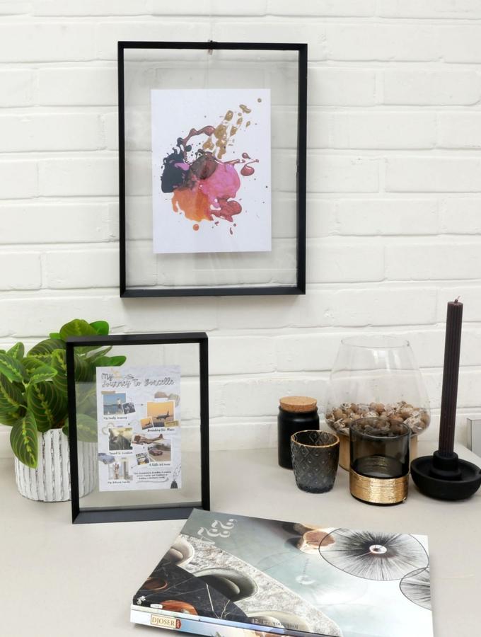 Deknudt Frames Cadre Verre Avec Bord Alu Noir Et Avec Effet Photo Flottant S028K2