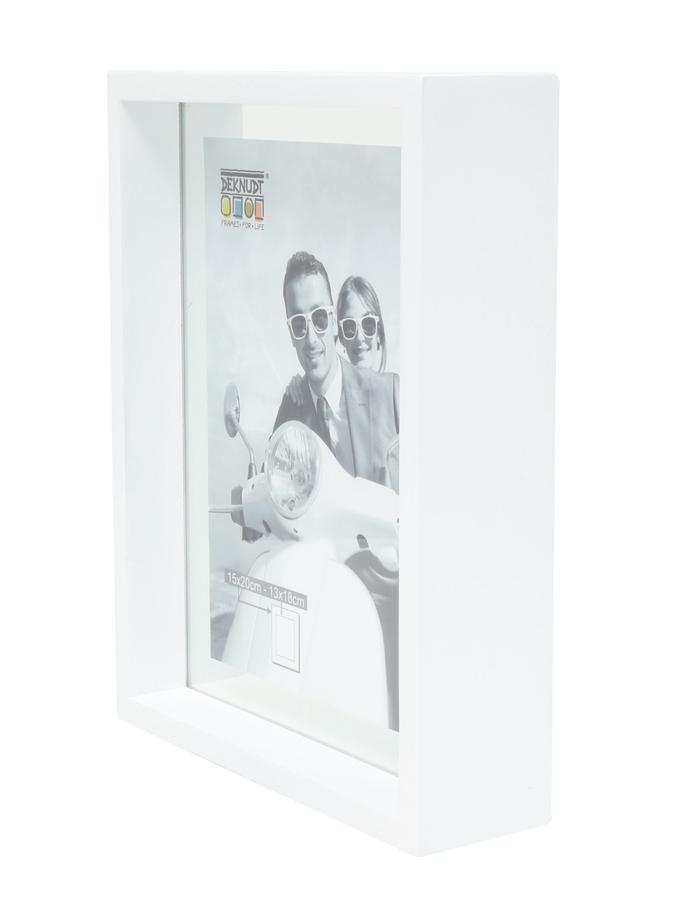 Deknudt Frames Cadre Verre Avec Bord Bois Blanc Et Avec Effet Photo Flottant S68SK1