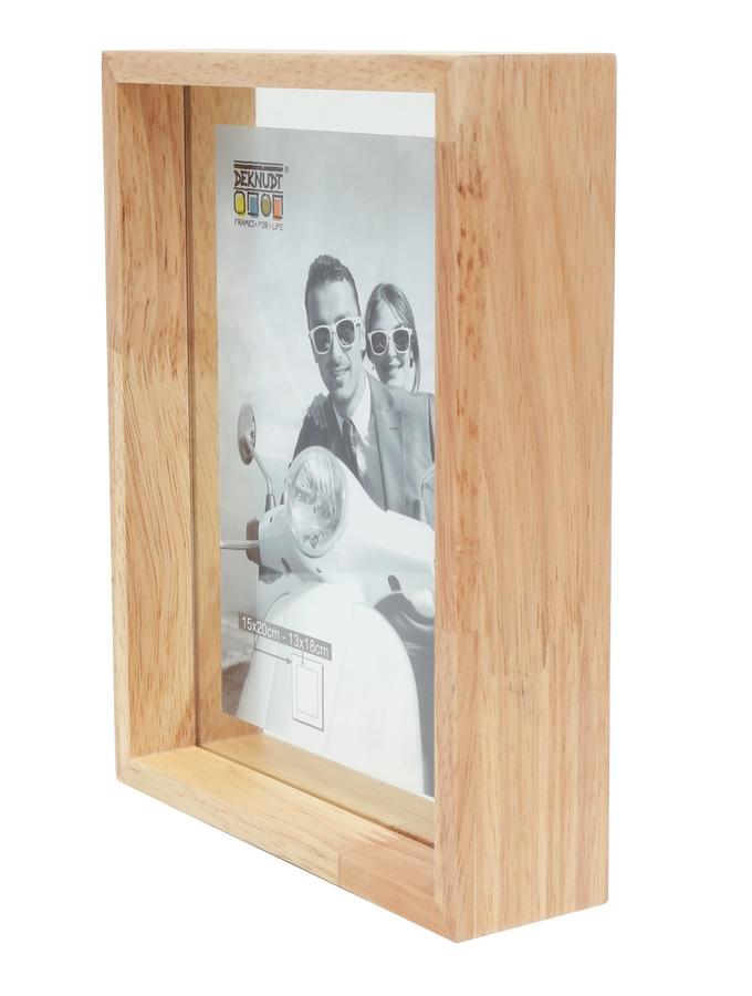 Deknudt Frames Cadre Verre Avec Bord Bois Naturel Et Avec Effet Photo Flottant S68SH1