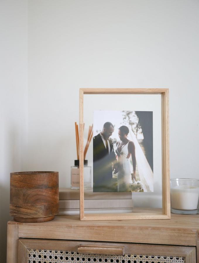Deknudt Frames Cadre Verre Avec Bord Bois Naturel Et Avec Effet Photo Flottant S68SH1
